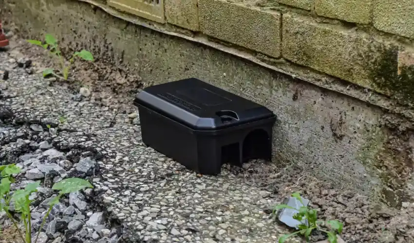A rodent bait station. If you need help getting rid of rats, mice, or any other unwanted pests, call Humboldt Termite & Pest Control.